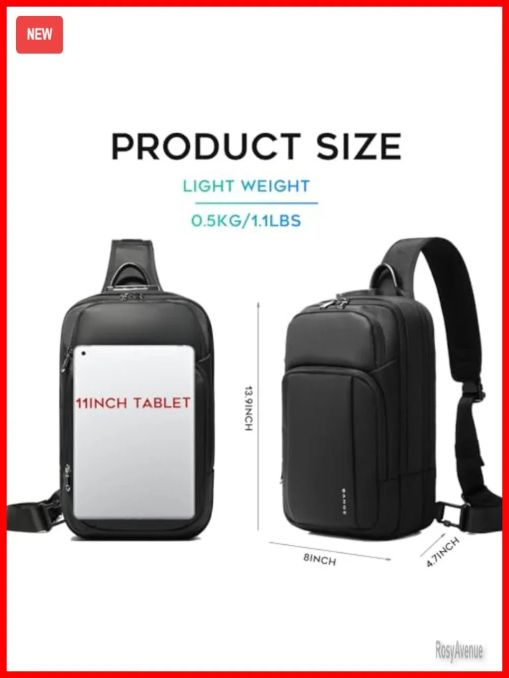 Anti Theft Sling Bag Water Resistant Oxford Casual Daypack Crossbody